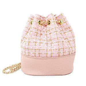 Tweed Woven Drawstring Backpack